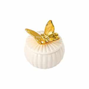 μπομπονιέρα μπιζουτιέρα λευκή με πεταλούδα