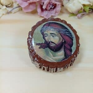 μπομπονιέρα βάπτισης με εικόνα